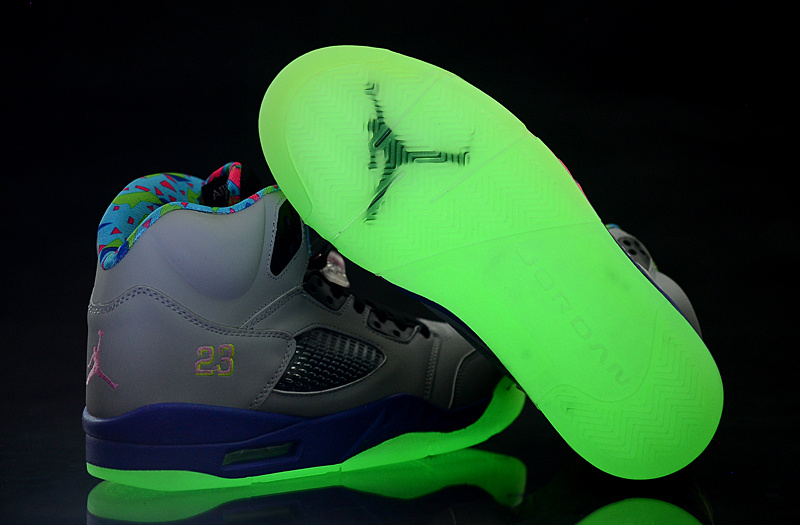 Air Jordan 5 Mens Shoes Gray/Navy Blue Online